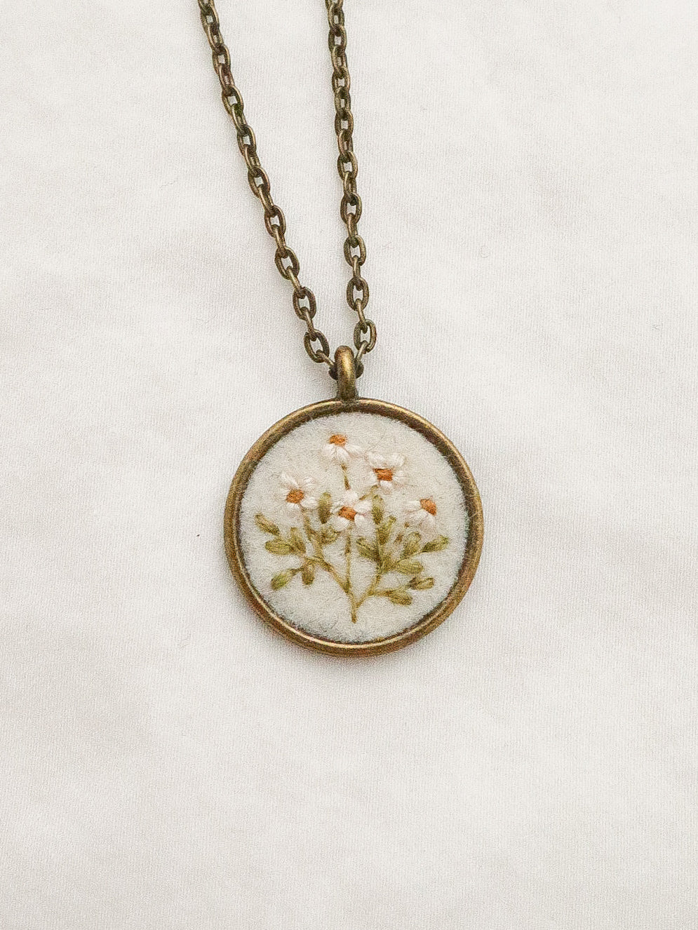 Chamomile on White Necklace