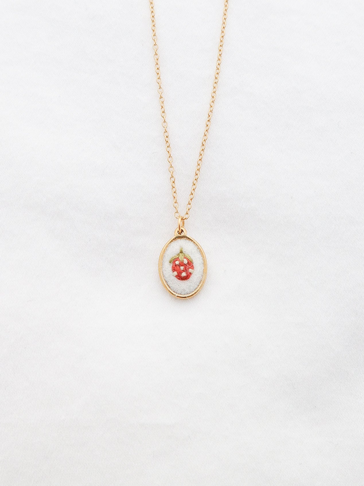 The Dainty Strawberry Necklace in Ivory