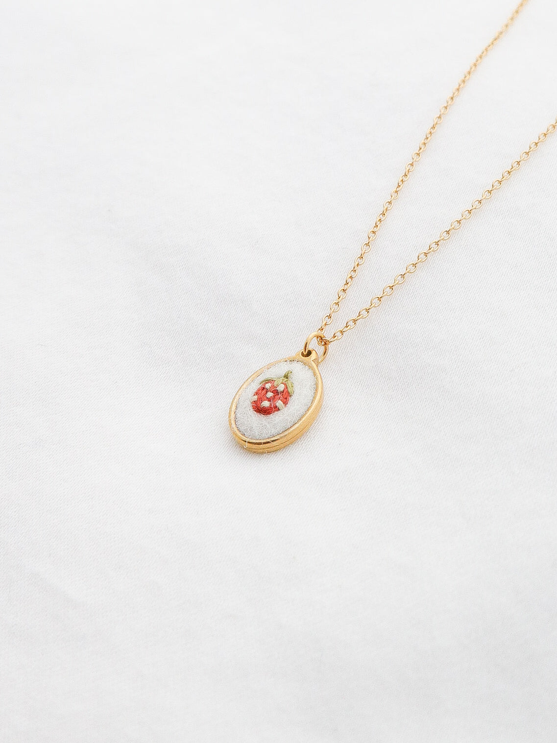 The Dainty Strawberry Necklace in Ivory